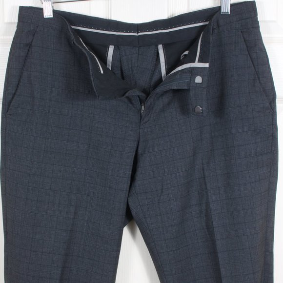 [SOLD] Hugo Boss 40R Modern Fit Wool Gray Check Single Breasted suit. - Picture 11 of 12